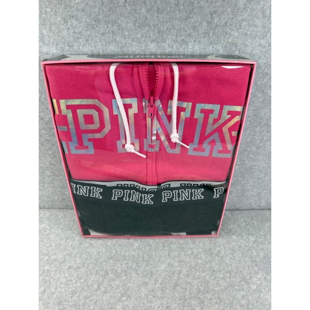Victoria's Secret PINK Perfect Full Zip Hoodie‎ Leggings Set SMALL Gift